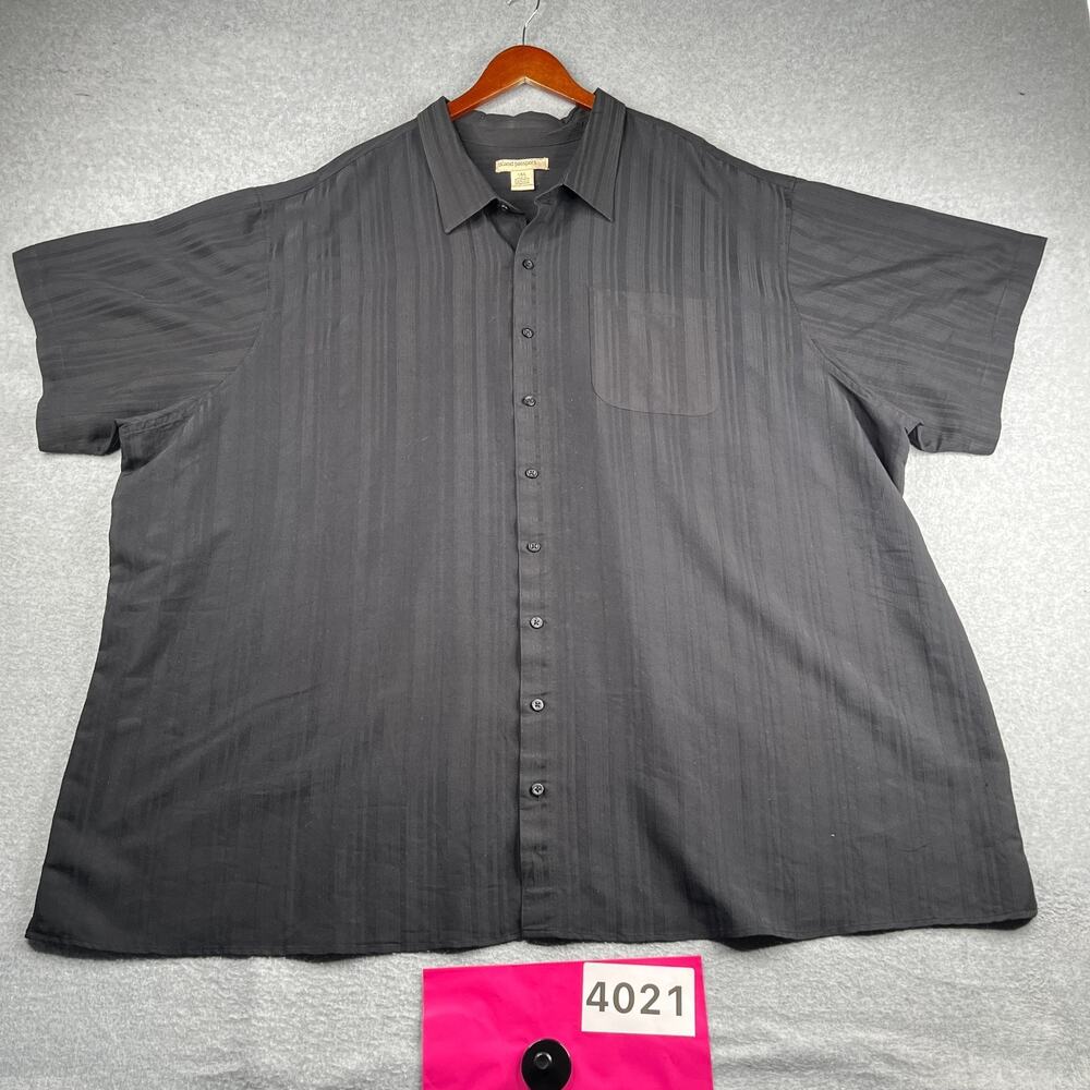 Island Passport Shirt Black Striped 5XL Beach Casual Button Up Short Sleeve Mens